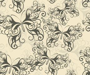 Seamless background with butterflies