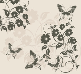 Seamless background with butterflies