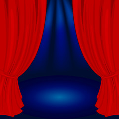 Vector illustration of a red stage with spot lights