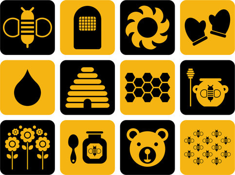 icons related to bees and honey