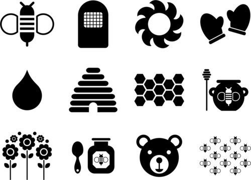 icons related to bees and honey