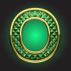 Vector golden figure with emerald