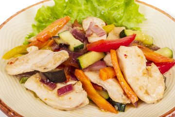 Grilled vegetables and chicken fillet