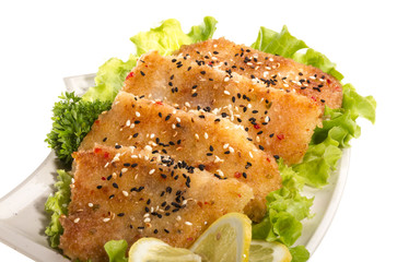 Roasted fish with lemon