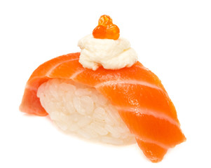 Salmon sushi on a White background