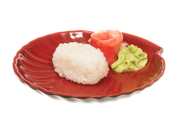 The boiled Chinese rice  on a white background