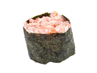 sushi with salmon on white background isolated