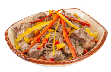 Asian style noodle with pork , spicy and yummy delicious