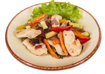 Grilled vegetables and chicken fillet