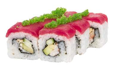 Maki Sushi - Roll made of Crab, avocado, cucumber inside. Fresh
