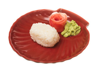 The boiled Chinese rice  on a white background