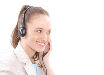 Portrait of a happy female customer service representative