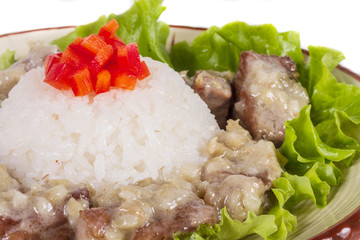Rice and pork japanese style