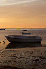 sunrise with fishing boats