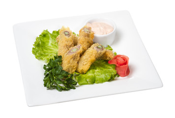 Japanese style pork cutlet with carrot and asparagus