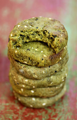 Biscuits with green tea powder and sesame