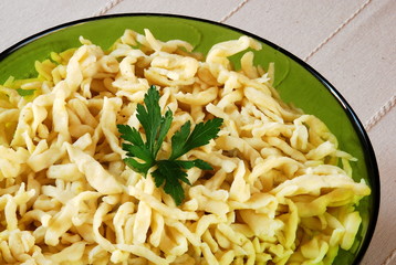 Domowy makaron (home made pasta), ugotowany © MartaSzloser