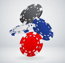 Illustration of Falling Red Poker Chips