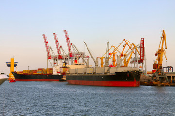 Fototapeta premium ships are loading at the seaport