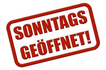 Stempel rot rel SONNTAGS GEÖFFNET!