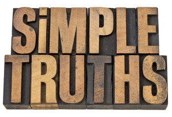 simple truth text in wood type