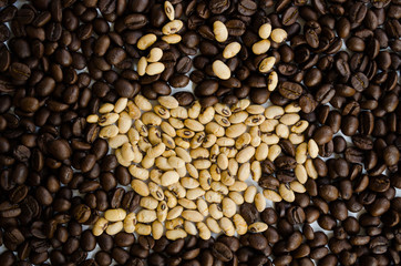 coffee cup made of beans on white background