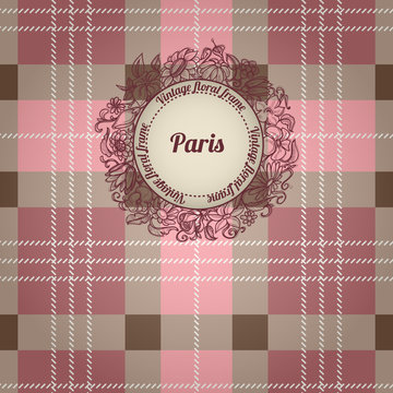 Vintage Paris background, album cover with floral label