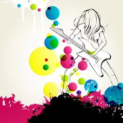 Papier peint Groupe de musique Illustration vectorielle d& 39 un musicien de rock jouant de la guitare
