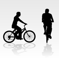 recreation on bike vector silhouette