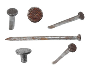 old metal nail isolated on white background