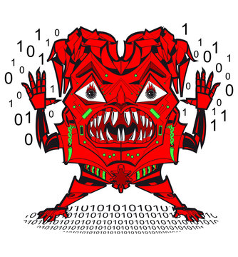 CARICATURA DE UN ROBOT O VIRUS INFORMATICO, ES  MALIGNO