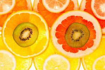 Möbelaufkleber Bunter Hintergrund aus verschiedenen Fruchtscheiben © PhotoArt Thomas Klee