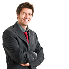 Young executive portrait isolated on white