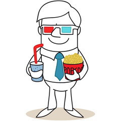 Geschäftsmann, 3D-Brille, Popcorn