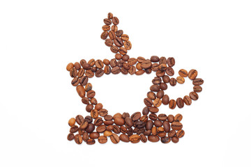 Cup is laid out from the corns of coffee
