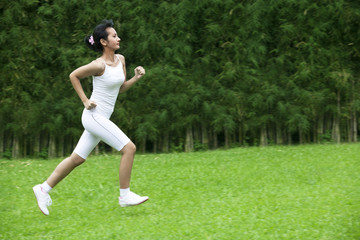 Beautiful woman jogging outdoor