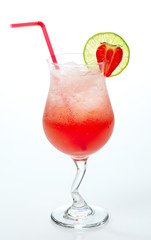 glass of red cocktail with ice