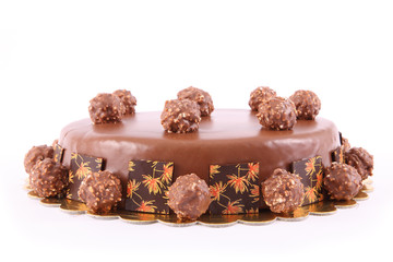 chocolate cake with nuts balls
