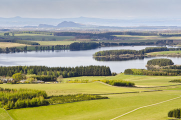 View across Gladhouse Reservoir to Pentland Hills and Edinburgh