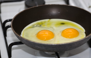 Uova fresche in padella