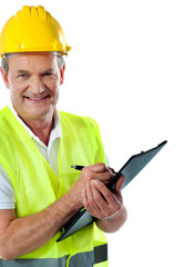 Cropped image of an aged architect