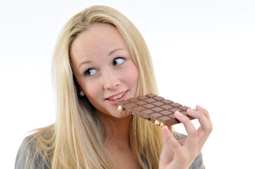 Frau mit Schokolade