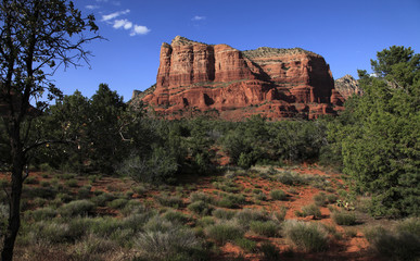 Bell Rock and desert landscape near Sedona, Arizona.