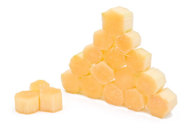 sugar cane stacked up with clipping path