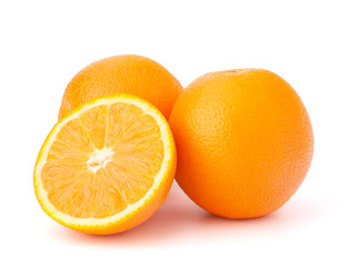 Sliced orange fruit segments  isolated on white background