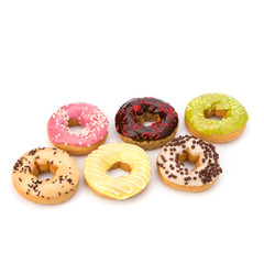 Delicious doughnuts isolated on white background