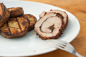 Grilled filled pork loin