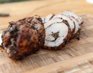 Grilled filled pork loin