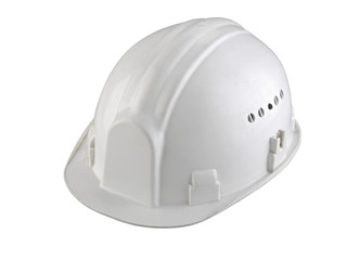 isolated white construction helmet on white background