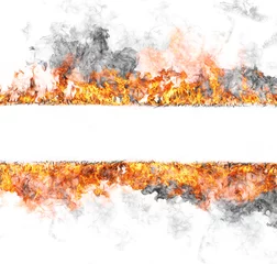 Papier Peint photo Lavable Flamme Bande de feu, isolé sur fond blanc